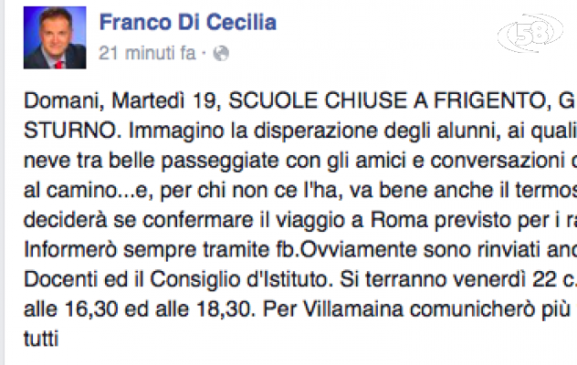 Scuole chiuse a Frigento, Gesualdo e Sturno. Il preside: ''Immagino la disperazione degli alunni''