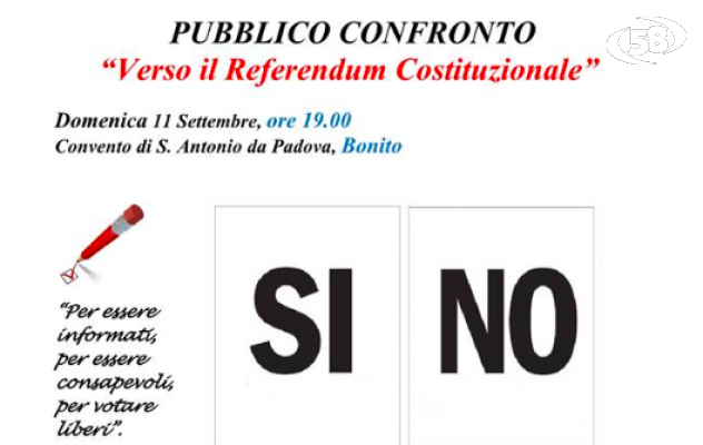 ''Verso il Referendum Costituzionale”. Tesi a confronto a Bonito 