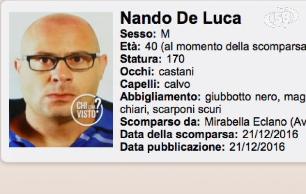 Mirabella, di De Luca nessuna traccia: il caso a ''Chi l'ha visto''