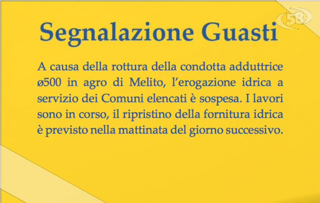 Guasto a Melito, Ufita e arianese a secco: rabbia e disperazione