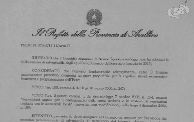 Bilancio, il prefetto diffidate il Comune. Gambacorta: tempi rispettati