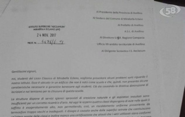 Mirabella, 50 studenti del Classico: ''Disponibili a trasferirci''