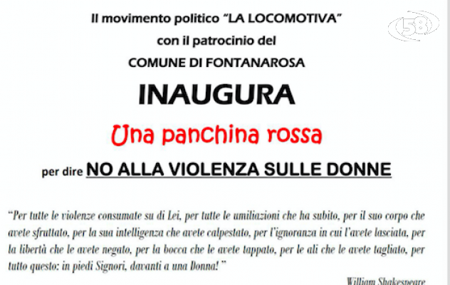 ''Contro la violenza sulle donne'', panchina rossa a Fontanarosa