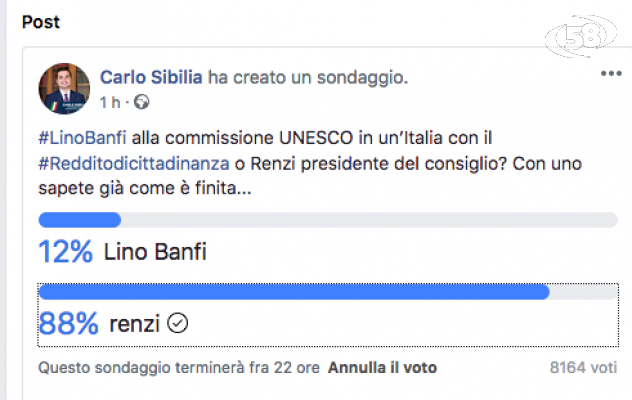 Renzi a Sibilia: ''Sei riuscito nell'impresa di farmi vincere un referendum''