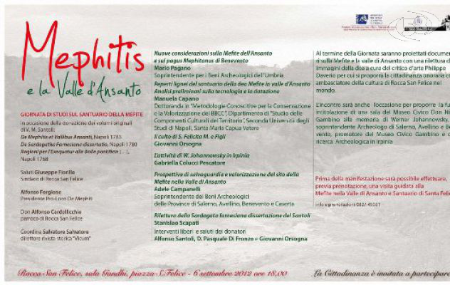 Rocca San Felice, il 6 settembre convegno su "Mephitis e la Valle d'Ansanto"