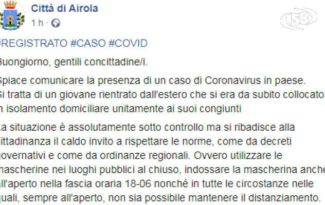 Ennesimo contagio, giovane rientrato dall'estero. Napoletano: "Famiglia in isolamento"