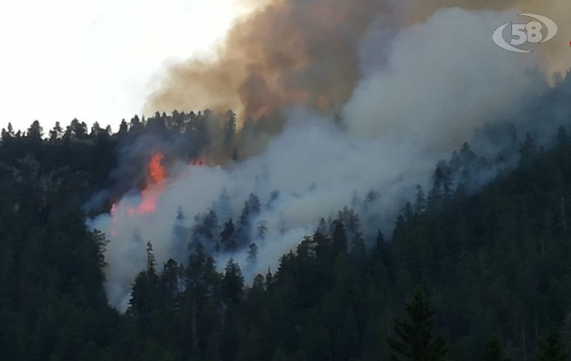 Montagna a fuoco, caschi rossi in azione per domare le fiamme