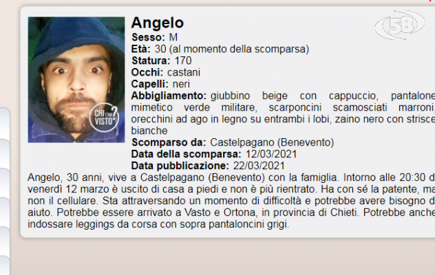 Apprensione per Angelo, il caso approda a Chi l’ha Visto?