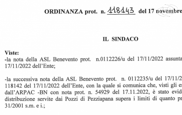 Divieto utilizzo acqua potabile, Mastella firma l'ordinanza: ecco dove 