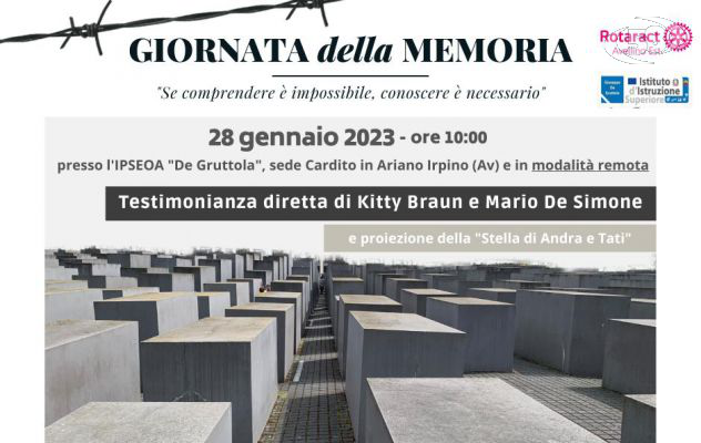 "Memorie e testimonianze della Shoah", al De Gruttola l'iniziativa del Rotaract Avellino Est