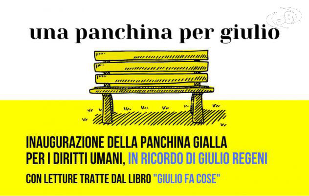 Giulio Regeni, Laika inaugura la “panchina gialla” dei diritti umani ad Atripalda