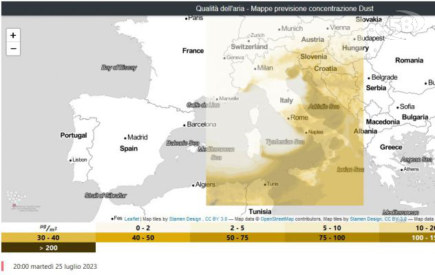 Superamenti diffusi del limite PM10 in Campania per polveri sahariane