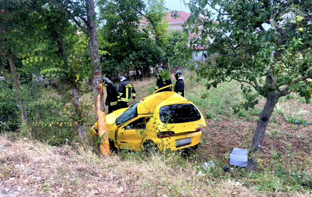 Sbanda e finisce contro un albero, salvato dai Vigili del Fuoco