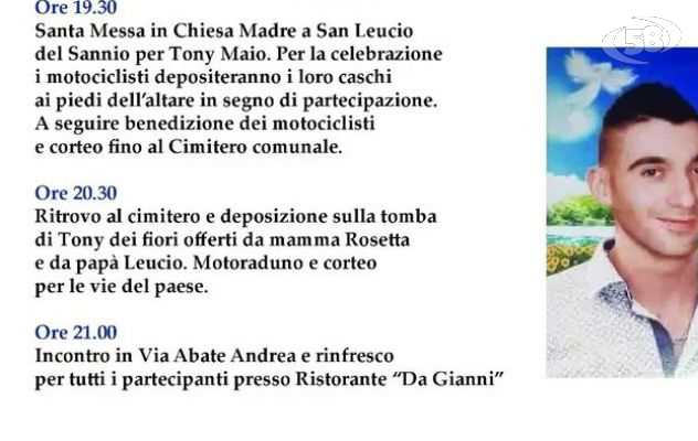  Un fiore per Tony Maio, motoraduno per ricordare il giovane morto a 20 anni