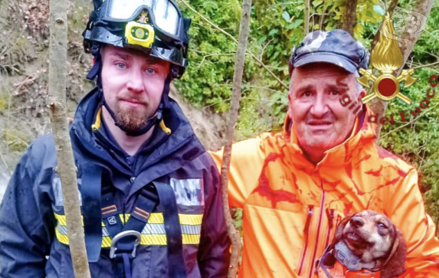 Villanova, cane da caccia salvato dai Vigili del Fuoco