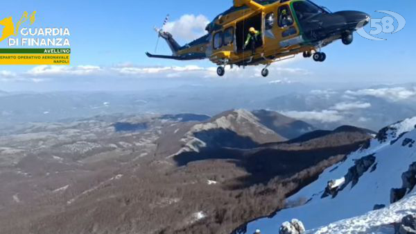 Alpinisti dispersi in alta quota, intervento di salvataggio della Stazione di soccorso Finanza di Sant'Angelo dei Lombardi, Roan di Napoli e Cnsas/IL VIDEO