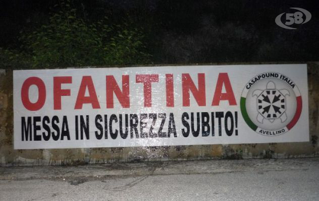 "Ofantina messa in sicurezza subito": striscione di CasaPound ad Avellino e Nusco
